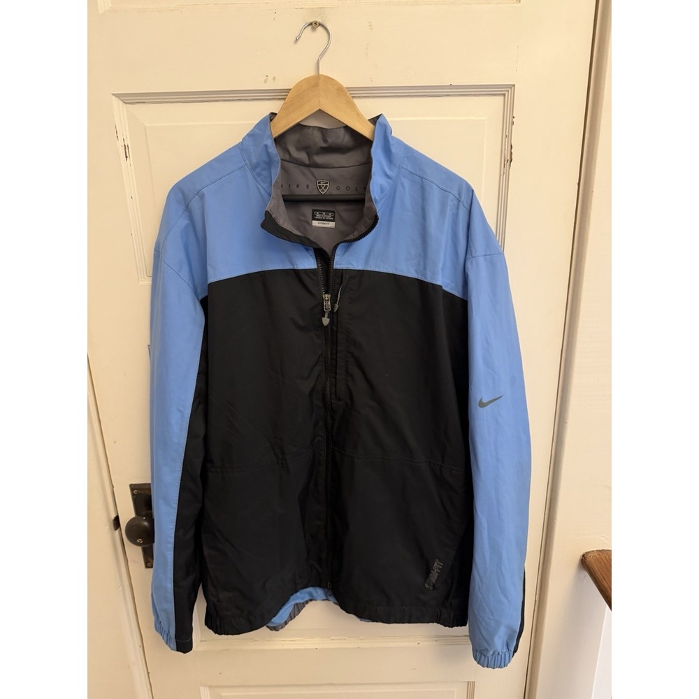 Nike Golf Men's Storm Fit Zip‎ Front Wind Breaker Jacket Black/Blue Size XL